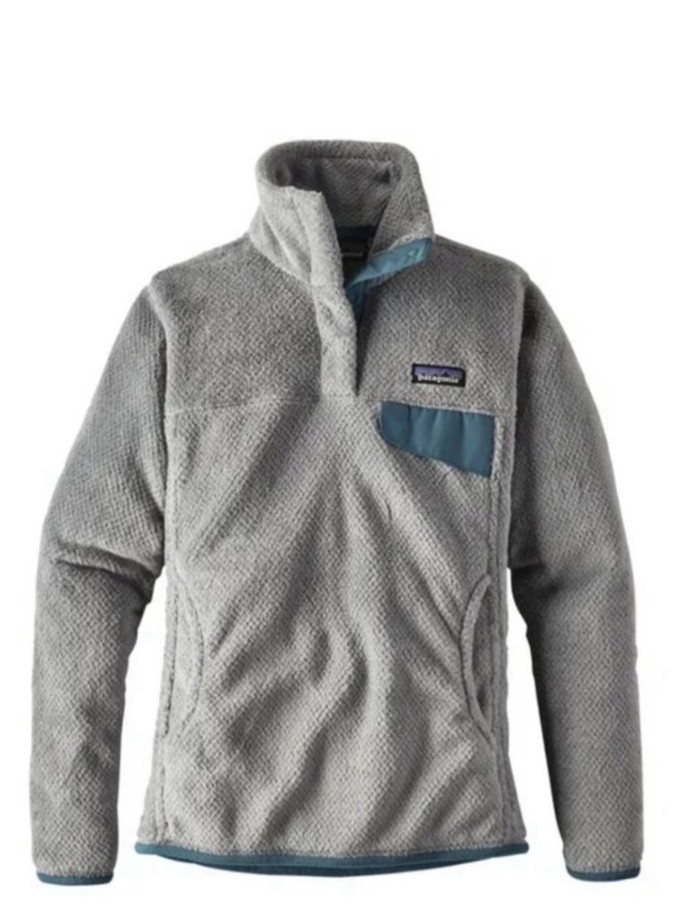Patagonia Re-Tool Snap-T Pullover Tailored Grey Nickel X-Dye W/Elwha Blue Large